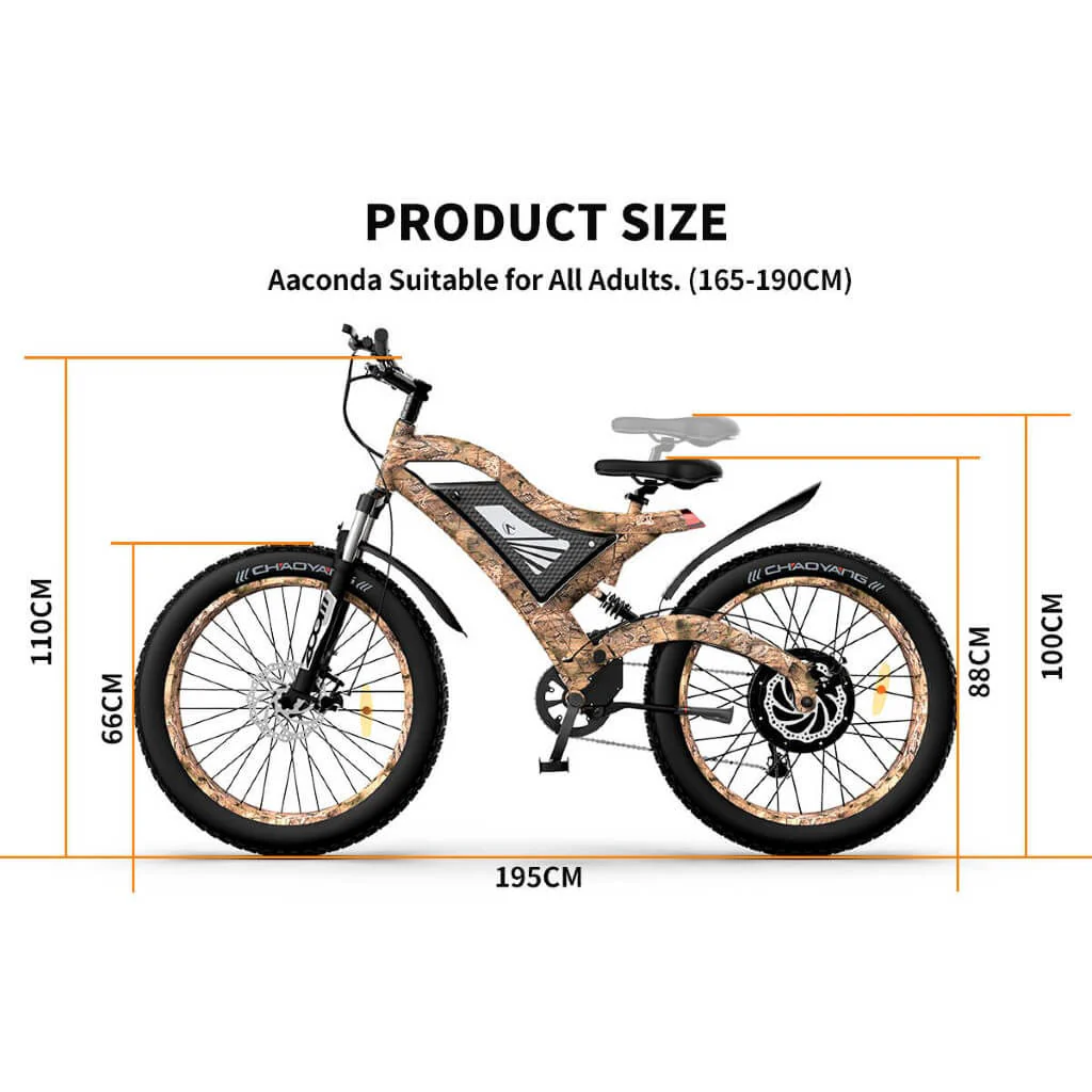 Aostirmotor S18 All Terrain 1500W 48V Full Suspension Mountain Electric Bike – Snakeskin - Image 2