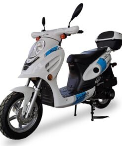 Alternative view of Aldo 150cc Street Scooter, Automatic, Front Disc Brake, 12 inch Aluminum Wheels, LED Headlight, Trunk Included – White/Red
