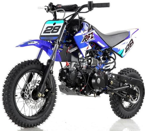 Apollo DB28 110cc Dirt Bike, 4-Speed Automatic, Electric Start, 12/10 inch Wheels, Ages 8 and up – Blue