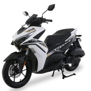 Ascend F3 150cc Street Scooter, Automatic Shifting, Hydraulic Disc Brakes, 14 inch Aluminum Wheels, Digital Speedometers – White