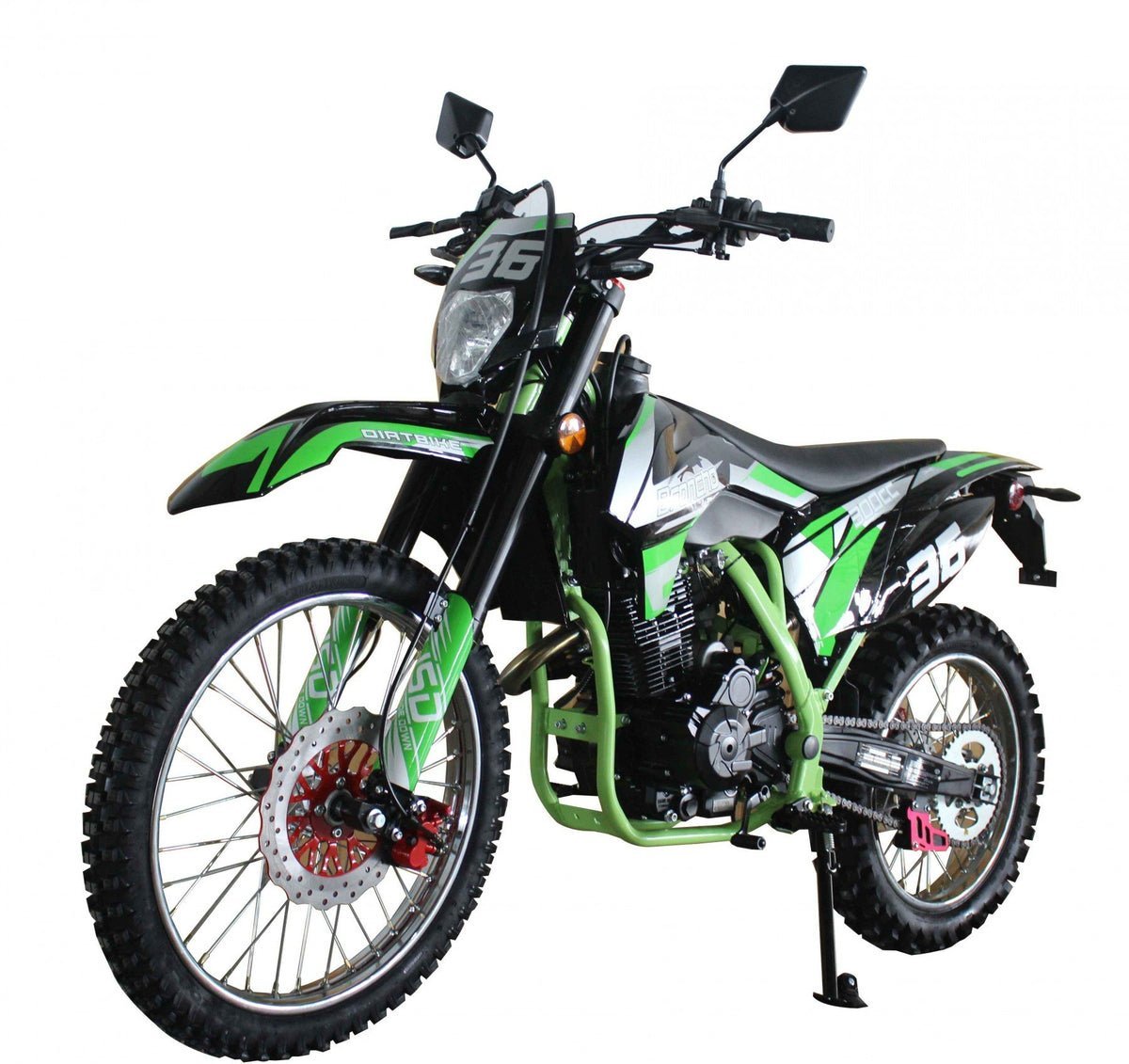 Broncho 300 Dual Sport Dirt Bike, 5-Speed Manual, Electric Start, (21/18) Wheels – Green - Image 2