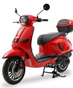 Classic 150cc Street Scooter, Automatic Shifting, 12 inch Aluminum Wheels, LED Lighting, Digital Dash, Trunk Included – Red