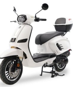 Alternative view of Classic 150cc Street Scooter, Automatic Shifting, 12 inch Aluminum Wheels, LED Lighting, Digital Dash, Trunk Included – Red