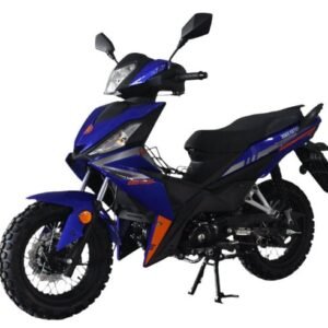 Cross 125RTF Off-Road Scooter, 4-Speed Semi-Auto, 13-inch Wheels, Enduro Tires – Blue