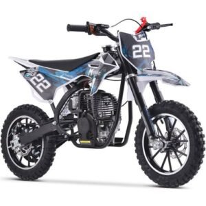 Demon Kids Gas Dirt Bike, 40cc 4-Stroke, Automatic 10/10 inch Wheels, Ages 8 and up – Blue