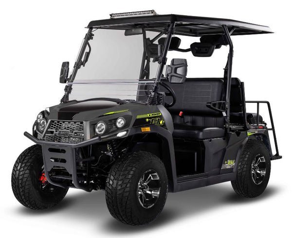 E-Rover DLX Electric Golf Cart, Lithium Battery, Deluxe Alloy Wheels, Digital Dashboard, Windshield Included – Grey