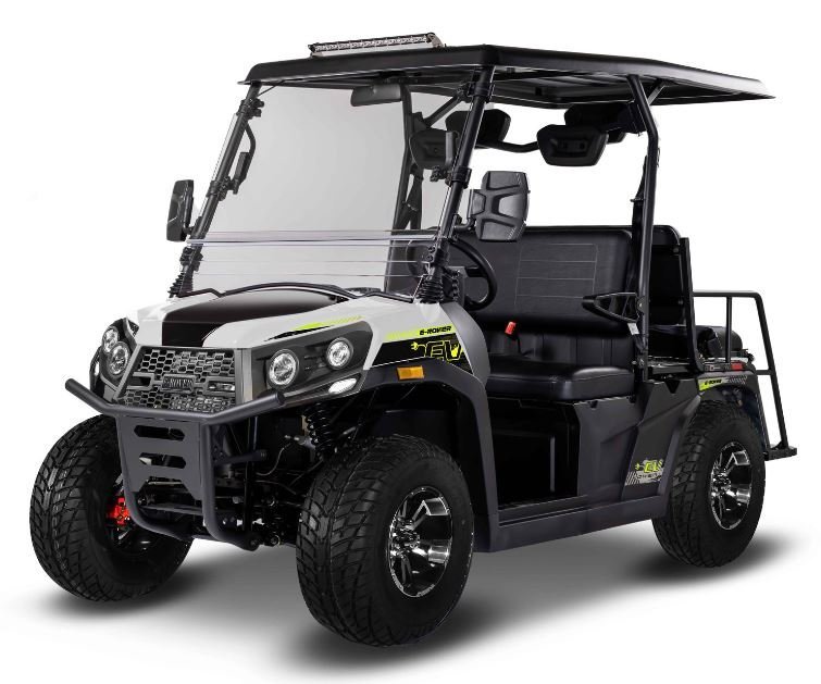 E-Rover Electric Golf Cart, Deluxe Alloy Wheels, Windshield Included – White - Image 2