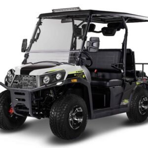 E-Rover Electric Golf Cart, Deluxe Alloy Wheels, Windshield Included – White