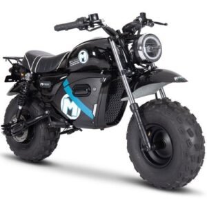 Electric Powered Mini Bike, 60v 1500w Lithium, Hydraulic Disc Brakes, LED Headlight – Black