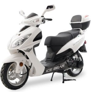 Alternative view of Hawkeye 150cc Street Scooter, Automatic, Front Disc Brake, 13 inch Aluminum Wheels, Trunk Included – Metallic White