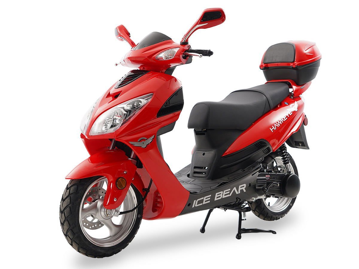 Hawkeye 150cc Street Scooter, Automatic, Front Disc Brake, 13 inch Aluminum Wheels, Trunk Included – Metallic White - Image 3