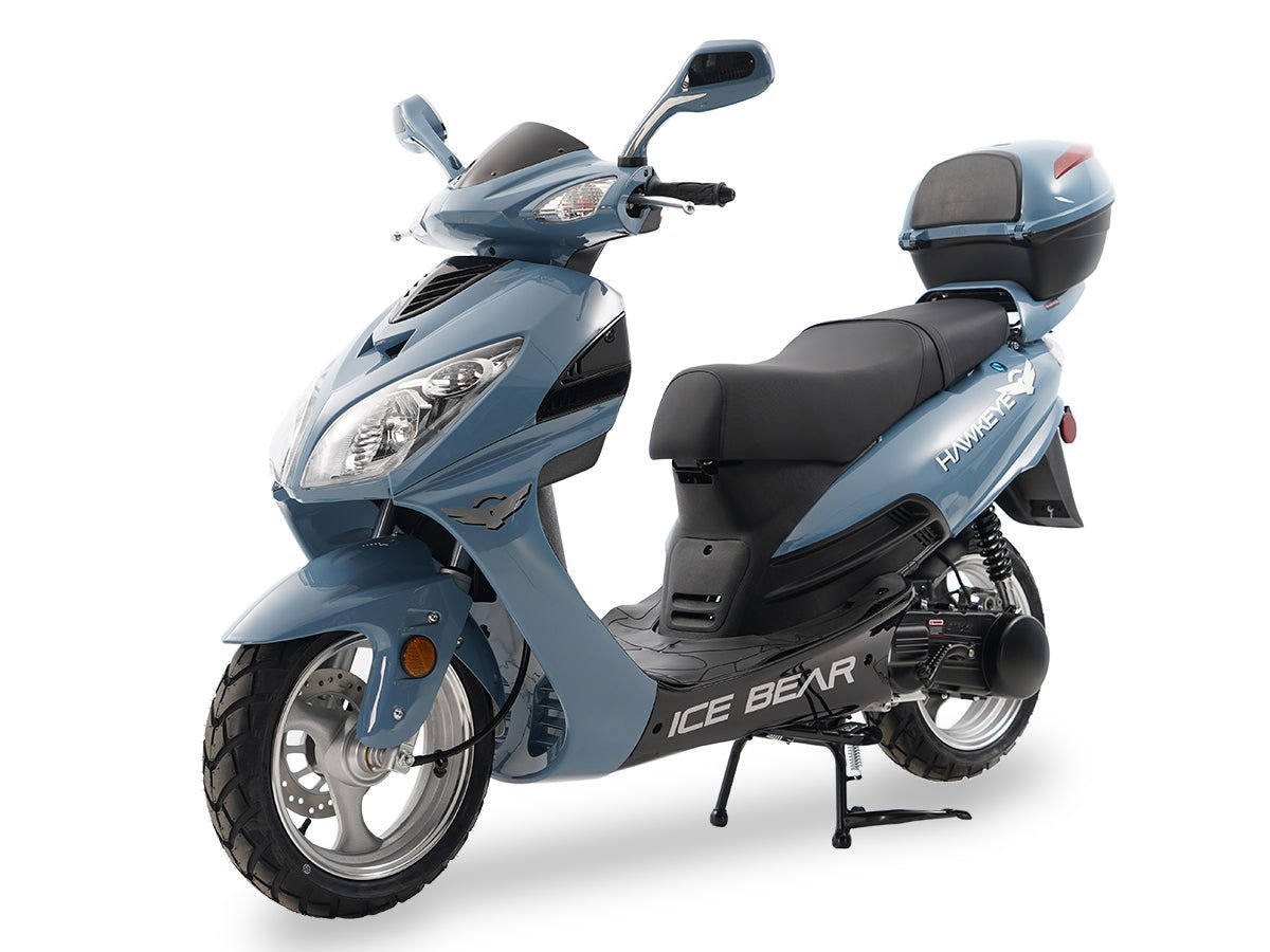Hawkeye 150cc Street Scooter, Automatic, Front Disc Brake, 13 inch Aluminum Wheels, Trunk Included – Metallic White - Image 4