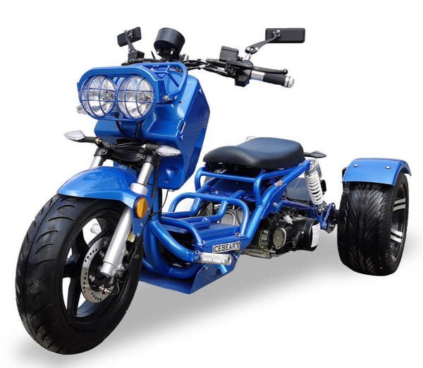 Maddog 150cc Street Trike, Automatic, Disc Brakes, 14 inch Aluminum Rear Wheels – Blue