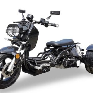 Alternative view of Maddog 50cc Street Trike, Automatic, Disc Brakes, 14 inch Aluminum Rear Wheels – Black