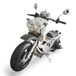 Maddog Gen I 50cc Street Scooter, Automatic, Front Disc Brake, 12 inch Aluminum Wheels, 50 State Legal – Metallic White