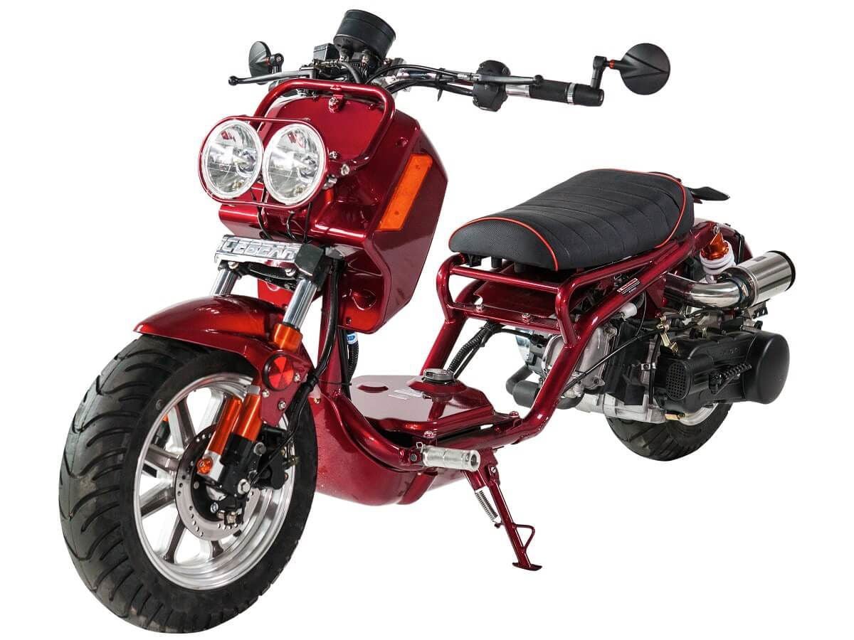 Maddog Gen IV 150cc Street Scooter, Automatic, Front Disc Brake, 12 inch Aluminum Wheels, LED Lights, Digital Speedometer, 50 State Legal – Metallic Burgundy - Image 3