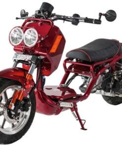 Maddog Gen IV 150cc Street Scooter, Automatic, Front Disc Brake, 12 inch Aluminum Wheels, LED Lights, Digital Speedometer, 50 State Legal – Metallic Burgundy