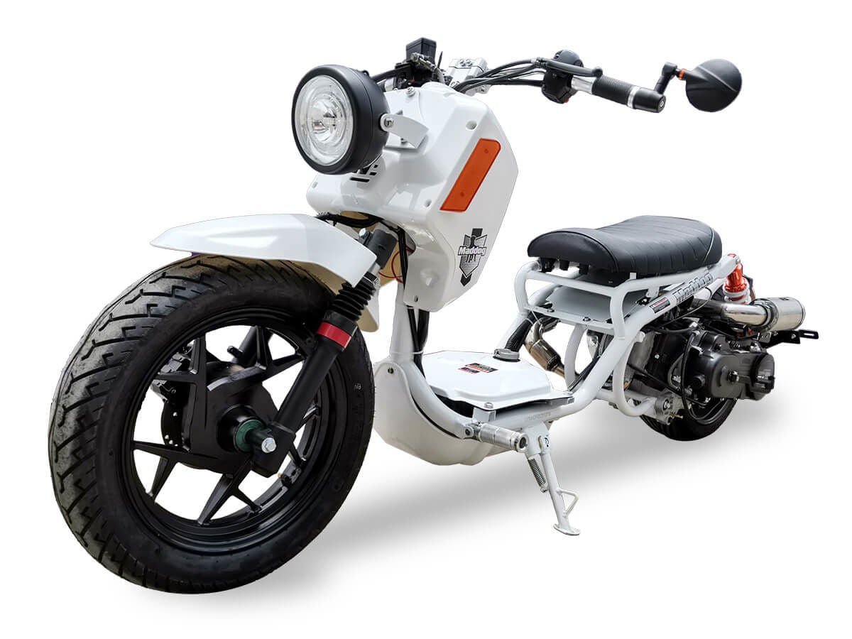 Maddog Gen V 50cc Street Scooter, Automatic, Front Disc Brake, 14 inch Aluminum Wheels, Digital Speedometer, LED Lights – Metallic White - Image 2