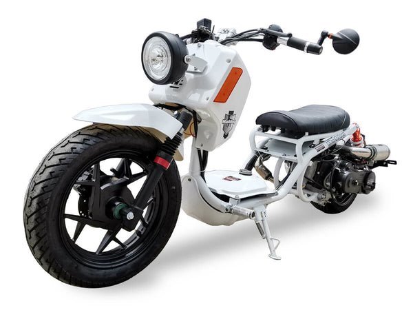 Maddog Gen V 50cc Street Scooter, Automatic, Front Disc Brake, 14 inch Aluminum Wheels, Digital Speedometer, LED Lights – Metallic White