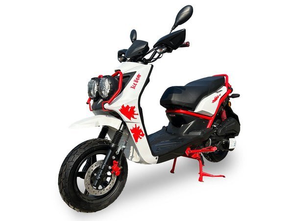 Malibu 150cc Street Scooter, Automatic, Front Disc Brake, 12 inch Aluminum Wheels – White