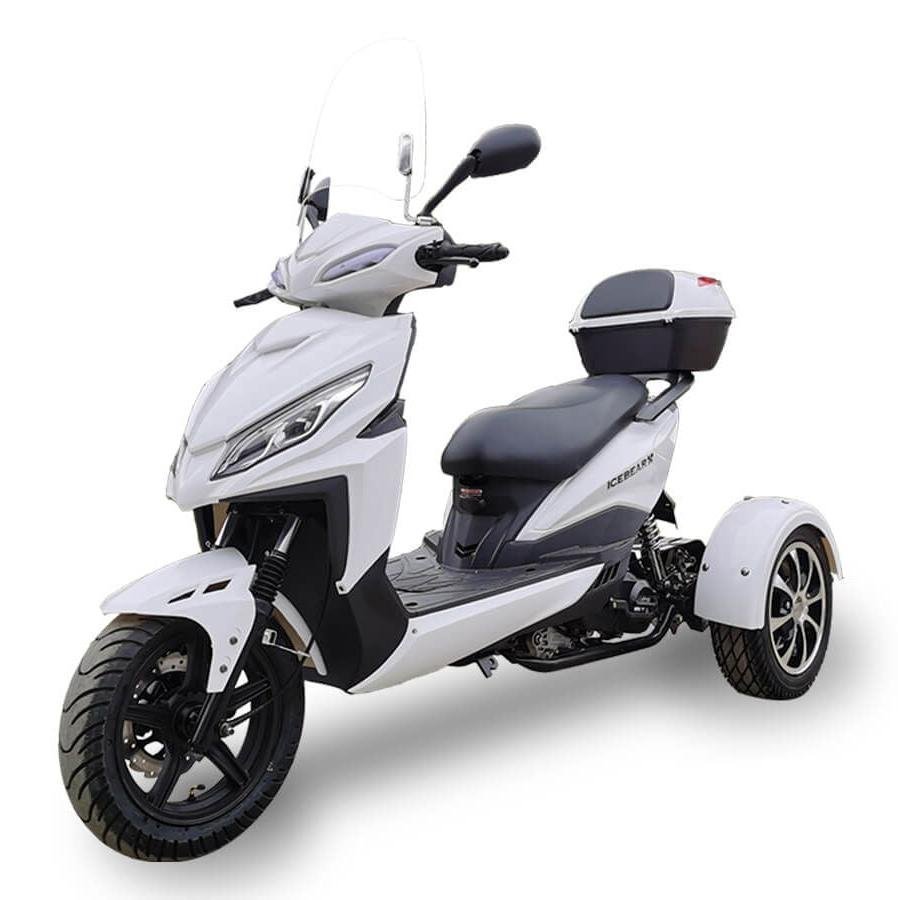 Mojo 50cc Street Trike, Automatic, Disc Brakes, Aluminum Wheels, Trunk and Windshield Included – Metallic Blue - Image 3