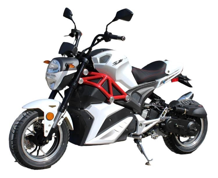 Nightwing 50cc Motorcycle, Automatic Shifting, Front Disc Brake, 12-inch Alloy Wheels – White - Image 3