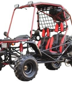 Pathfinder Mid-Size Kids Go Kart, 208cc 7.5hp Gas Engine, Electric Start, Torque Converter with Reverse, Ages 8 and up – Red