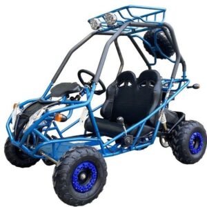 PGO 200GVA Kids Gas Go Kart, 6.5hp 196cc engine with Electric Start, Automatic Torque Converter with Reverse, Kids Ages 7-12 – Blue