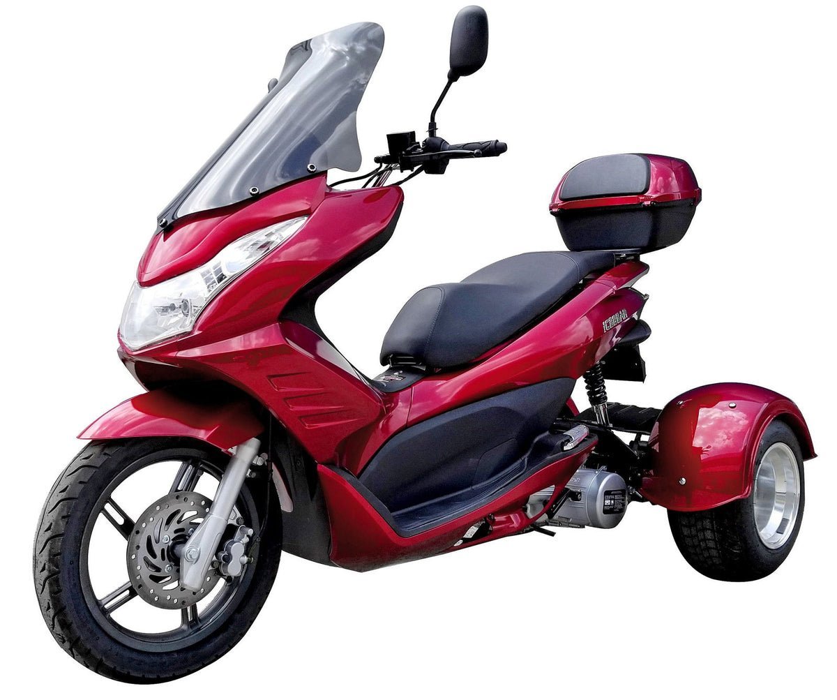 Q6 50cc Trike, Automatic Shifting, Full Wind Screen, Locking Trunk – White - Image 3