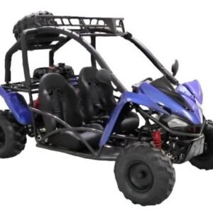 Shark 125cc Mid-Size Kids Go Kart, Electric Start, 3-Speed Semi-Automatic with Reverse, Ages 12 and up – Blue