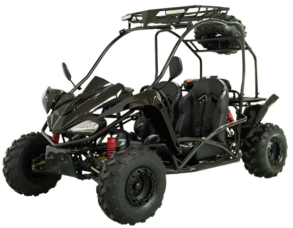 Shark DLX 125cc Mid-Size Kids Go Kart, Electric Start, 3-Speed Semi-Automatic with Reverse, Ages 12 and up – Black