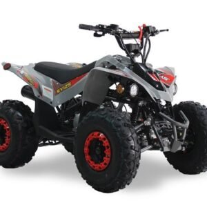 SYX 125cc Kids Sport ATV, 3-Speed Semi-automatic with Reverse, Ages 9-12 – Grey/Red
