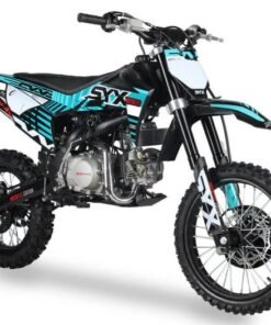 SYX Moto Pro 125cc 4-Stroke Gas Dirt Bike, 4-Speed Manual, Electric Start (17/14) Wheels, Ages 16 and up – Teal/Black
