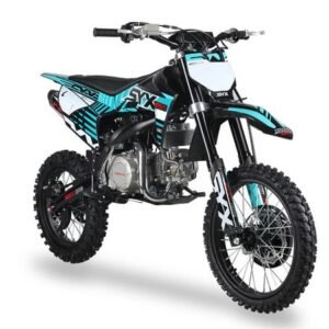 SYX Moto Pro 140cc 4-Stroke Gas Dirt Bike 4-Speed Manual Electric Start (17/14), Ages 16 and up – Teal/Black