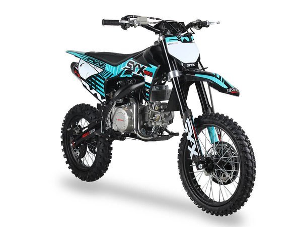 SYX Moto Pro 140cc 4-Stroke Gas Dirt Bike 4-Speed Manual Electric Start (17/14), Ages 16 and up – Teal/Black