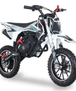 SYX Moto Pro Mini 50cc Kids Dirt Bike, 4-Stroke Pull Start, Automatic Shifting, Ages 6 and up – Black/Grey