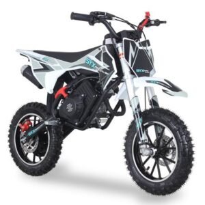 SYX Moto Pro Mini 50cc Kids Dirt Bike, 4-Stroke Pull Start, Automatic Shifting, Ages 6 and up – Black/Grey