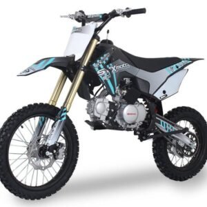 SYX Moto Whip 125cc Pit Bike, Kick Start, 4-Speed Manual Shifting, (17/14) Wheels, Ages 12 and up – Black/Blue