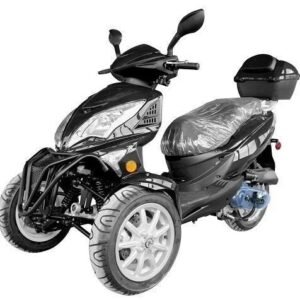 Topstar 50cc Trike, 3-Wheel Motorcycle, Automatic Shifting, Trunk, 12-inch Wheels – Black