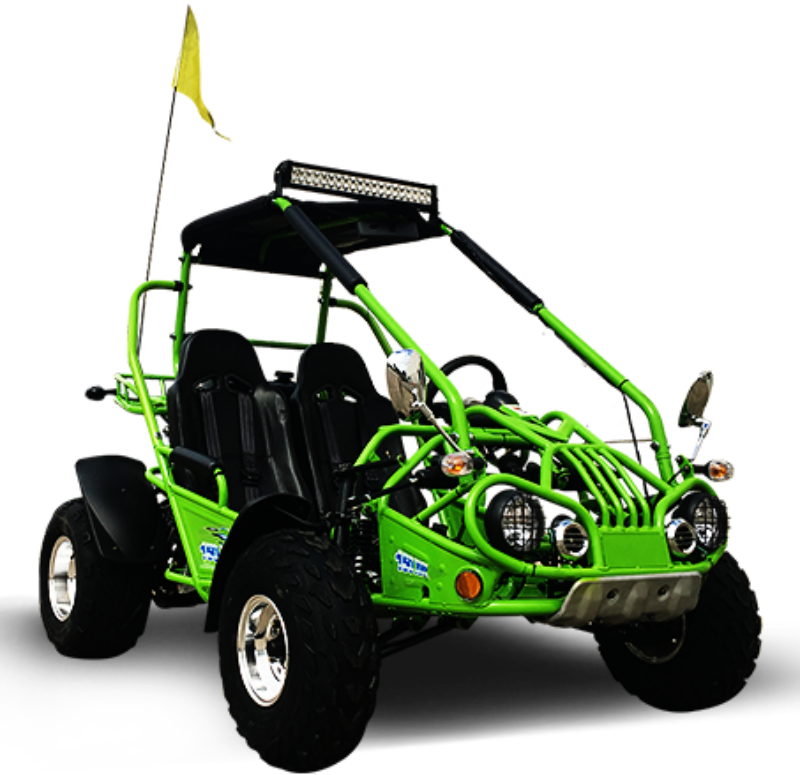TrailMaster 200 XRX Deluxe Buggy Go Kart, Alloy Wheels, Lights, Turn Signals – Green - Image 2