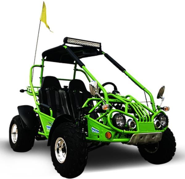 TrailMaster 200 XRX Deluxe Buggy Go Kart, Alloy Wheels, Lights, Turn Signals – Green