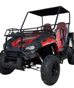 Alternative view of TrailMaster Challenger 200U UTV Side-by-Side, Front Cargo Rack, Rear Dump Bed – Red