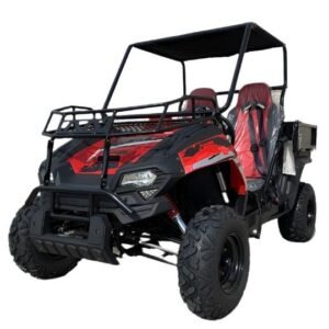 Alternative view of TrailMaster Challenger 200U UTV Side-by-Side, Front Cargo Rack, Rear Dump Bed – Red