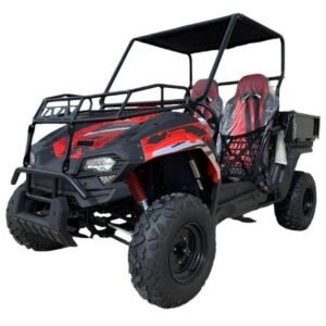 TrailMaster Challenger 200U UTV Side-by-Side, Front Cargo Rack, Rear Dump Bed – Red