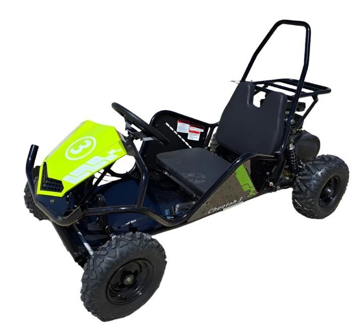 TrailMaster Cheetah 3 Kids Mini Go Kart, 80cc gas engine, seat belt, Kids Ages 4-9 – Blue - Image 4