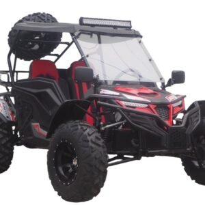 Alternative view of TrailMaster Cheetah 300Pro EFI Deluxe UTV Go Kart, Shaft Drive, Liquid Cooled CVT Auto with Reverse, Side Doors, Hard Top, Windshield, LED Light Bar – Red