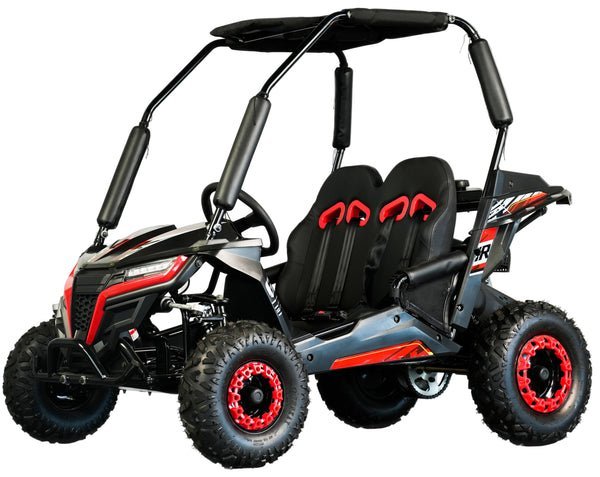 TrailMaster Cheetah-6 Go Kart, 5.5hp Electric Start, Remote Start/Kill with Reverse, Kids Ages 4-9 – Red