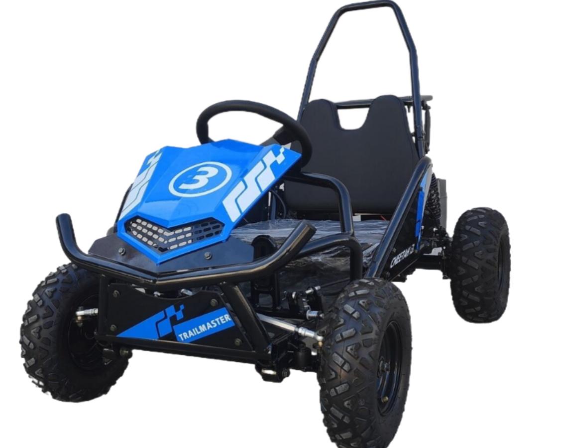 TrailMaster Cheetah i3 Kids Electric Mini Go Kart, 3-Speed settings, with Reverse, Kids Ages 4-9 – Blue - Image 2