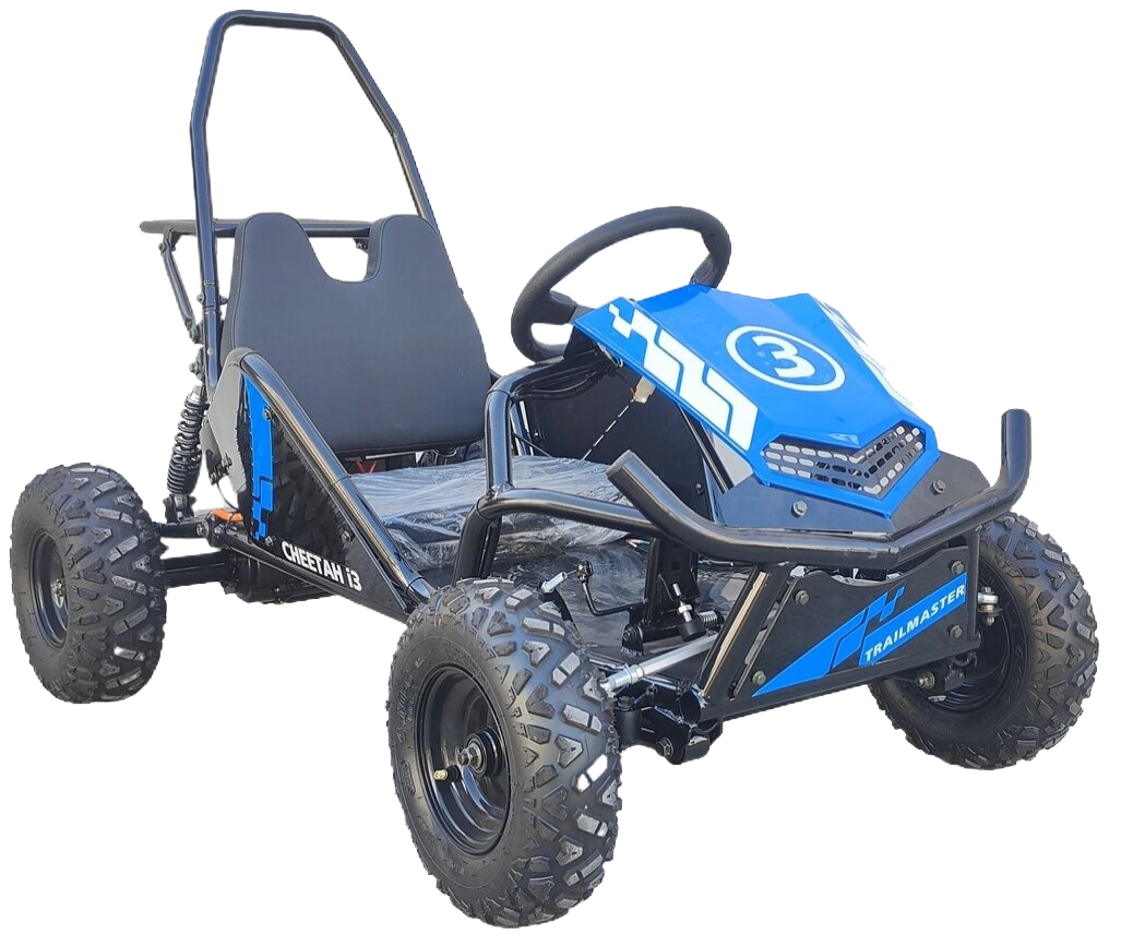 TrailMaster Cheetah i3 Kids Electric Mini Go Kart, 3-Speed settings, with Reverse, Kids Ages 4-9 – Blue - Image 3