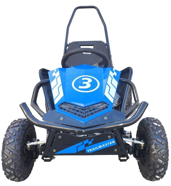 TrailMaster Cheetah i3 Kids Electric Mini Go Kart, 3-Speed settings, with Reverse, Kids Ages 4-9 – Blue
